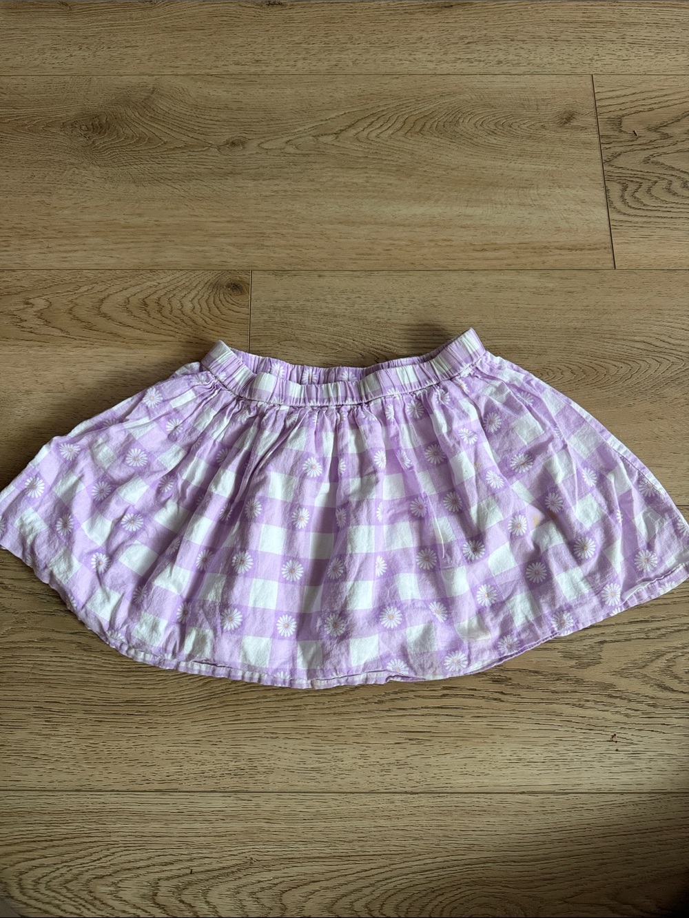 Light Pink Gingham Daisy Skirt size 7-8 years